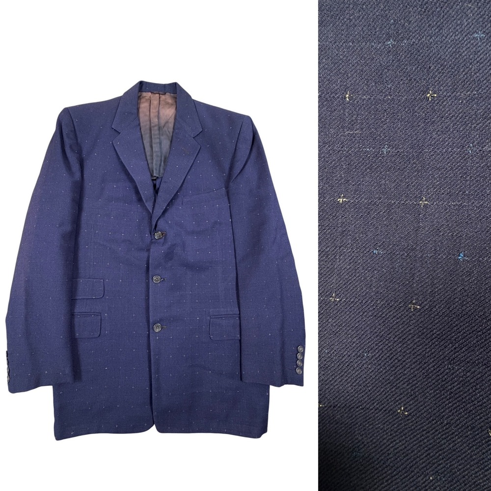 1950s Atomic Fleck Blazer Blue White Larry's 42R Rockabilly Hollywood